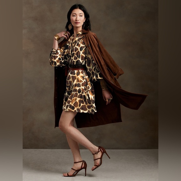 Banana Republic Flounce-Hem Dress in Giraffe Print - Size S - Picture 3 of 4